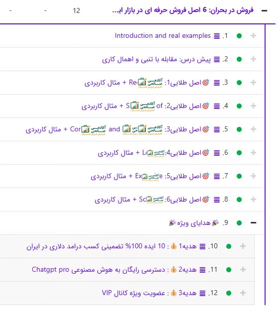 سرفصل های کتاب + ویدئو فروش در بحران